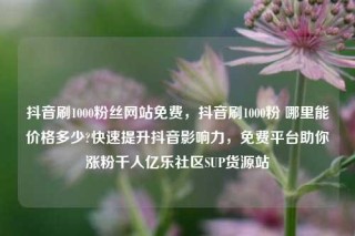 抖音刷1000粉丝网站免费，抖音刷1000粉 哪里能价格多少?快速提升抖音影响力，免费平台助你涨粉千人亿乐社区SUP货源站