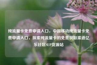 纯流量卡免费申请入口，中国移动纯流量卡免费申请入口，探索纯流量卡的免费获取渠道亿乐社区SUP货源站