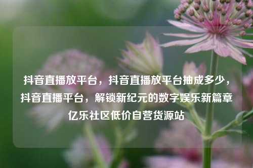 抖音直播放平台，抖音直播放平台抽成多少	，抖音直播平台，解锁新纪元的数字娱乐新篇章亿乐社区低价自营货源站  第1张