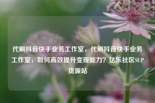 代刷抖音快手业务工作室，代刷抖音快手业务工作室，如何高效提升变现能力？亿乐社区SUP货源站