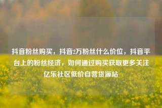 抖音粉丝购买，抖音2万粉丝什么价位，抖音平台上的粉丝经济，如何通过购买获取更多关注亿乐社区低价自营货源站