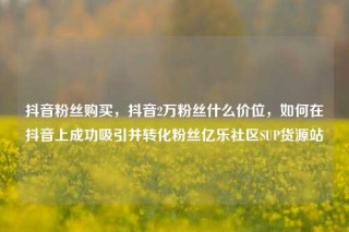 抖音粉丝购买，抖音2万粉丝什么价位，如何在抖音上成功吸引并转化粉丝亿乐社区SUP货源站
