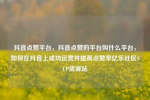 抖音点赞平台，抖音点赞的平台叫什么平台	，如何在抖音上成功运营并提高点赞率亿乐社区SUP货源站  第1张