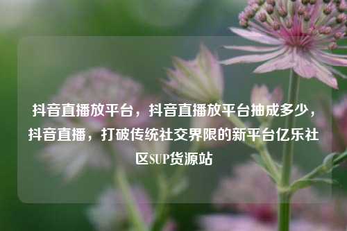 抖音直播放平台，抖音直播放平台抽成多少，抖音直播	，打破传统社交界限的新平台亿乐社区SUP货源站  第1张